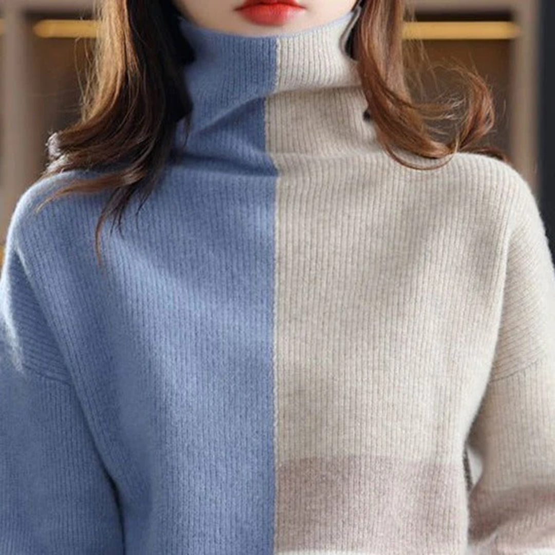 Women's Colorblock Turtleneck Sweater