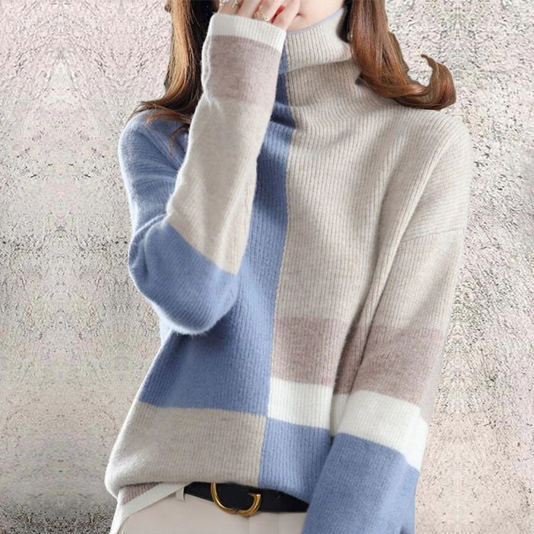 Women's Colorblock Turtleneck Sweater