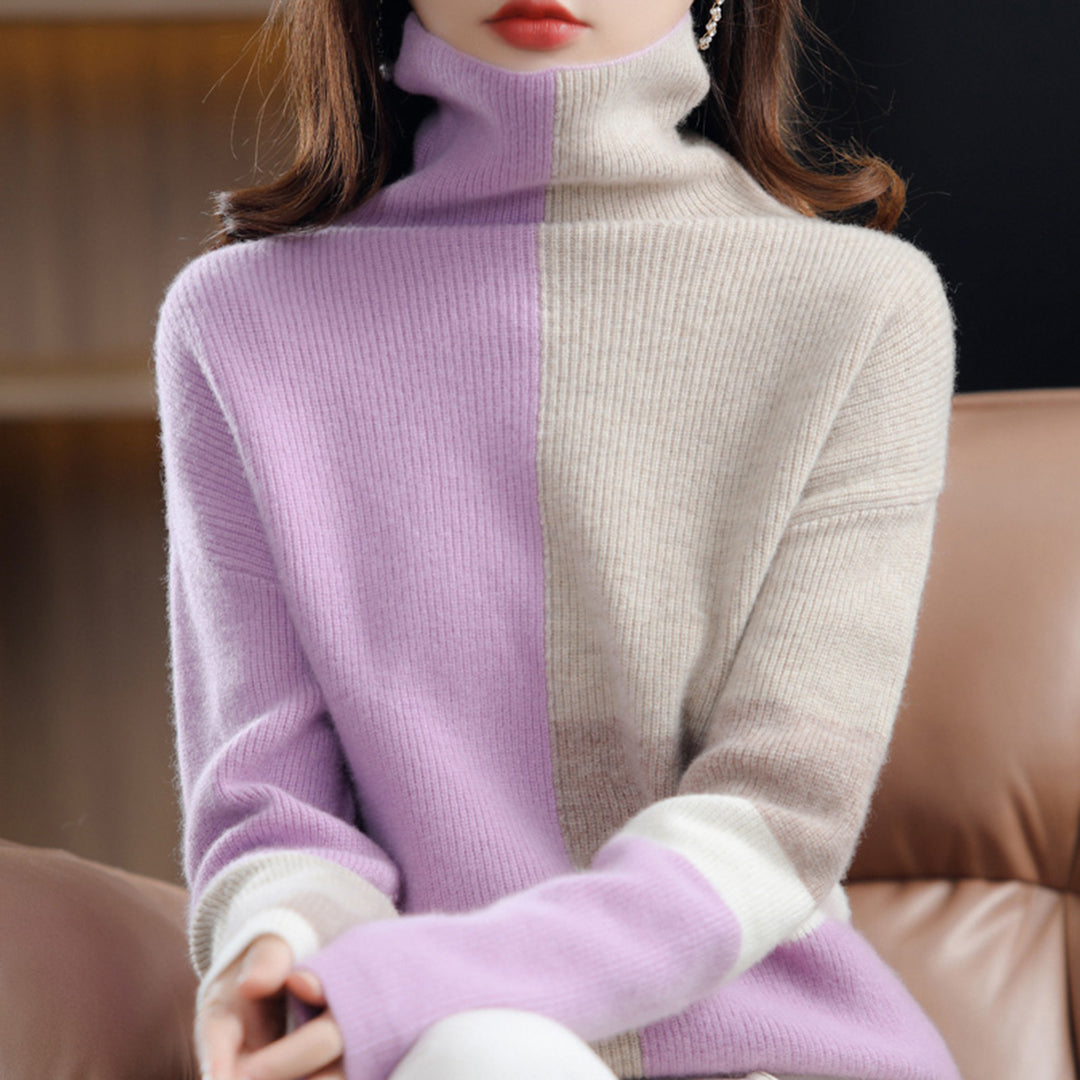 Women's Colorblock Turtleneck Sweater