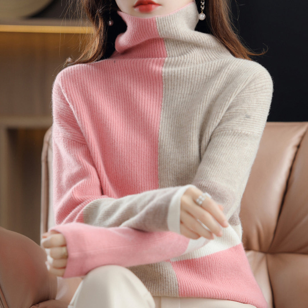 Women's Colorblock Turtleneck Sweater