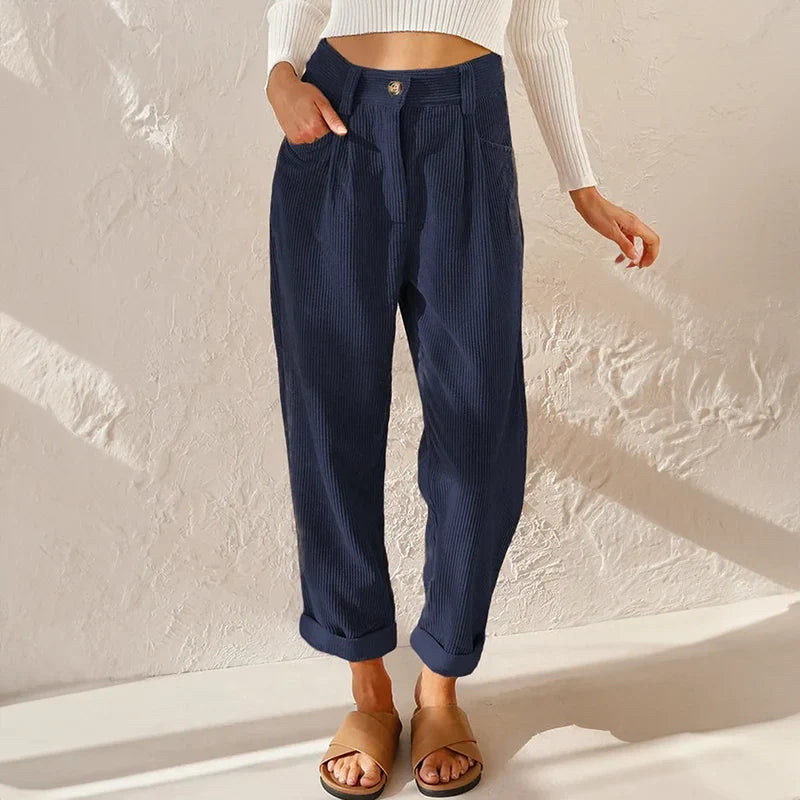 Women's Comfortable High-Waisted Wide-Leg Pants with a Relaxed Look