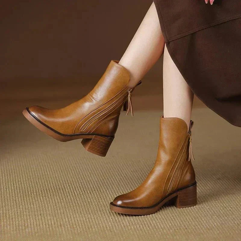 Women's Comfortable Winter Ankle Boots Leather Boots