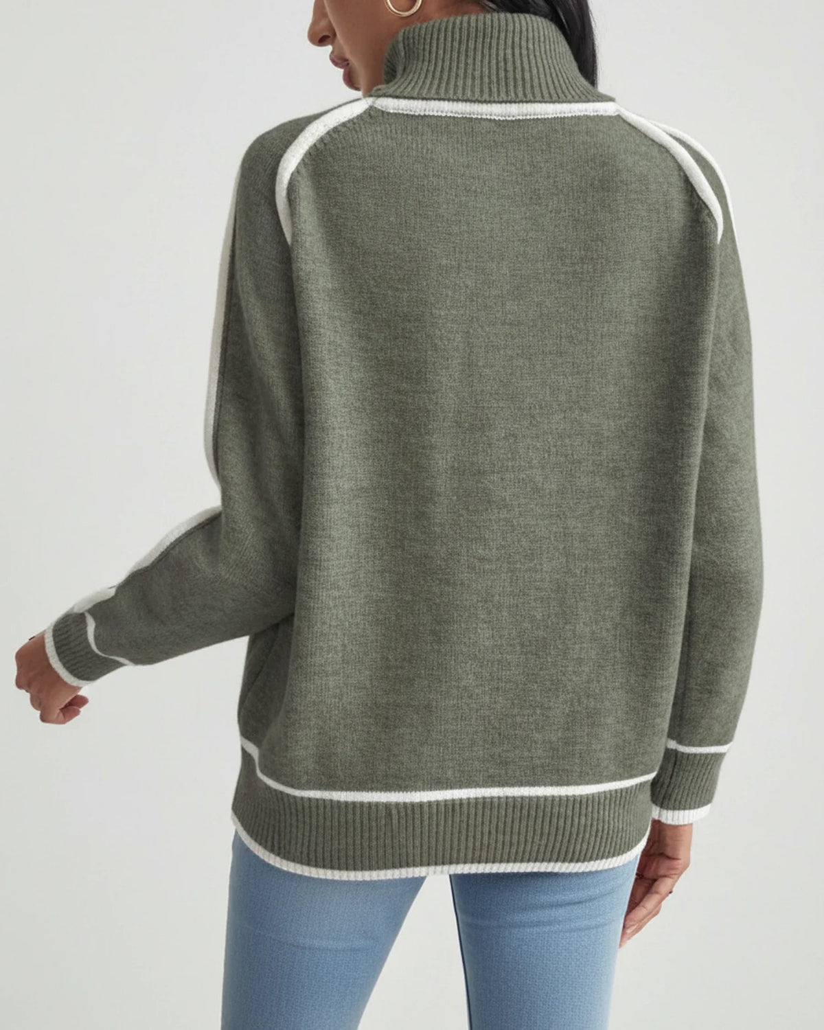 Women's Contrast Trim Turtleneck Sweater