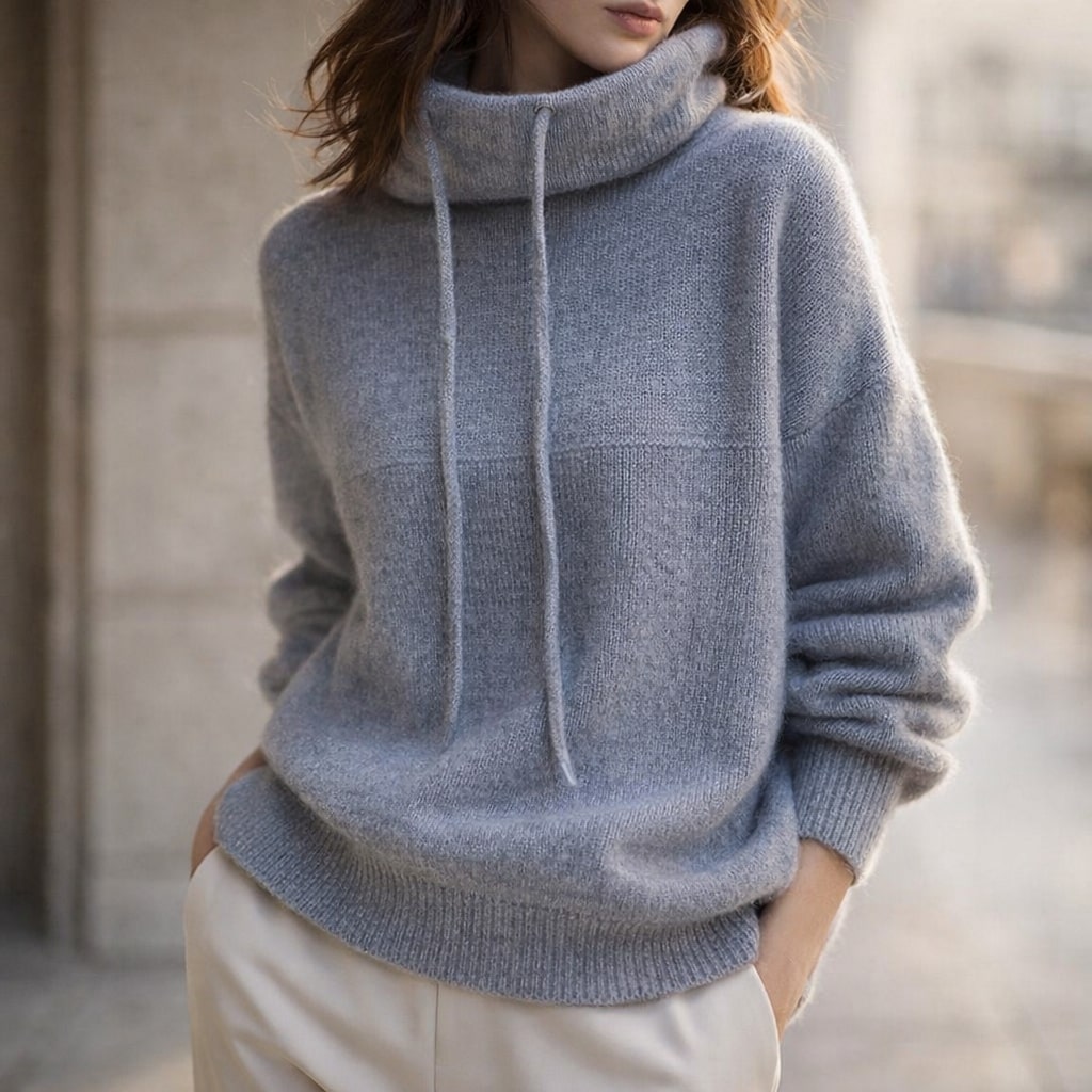 Women's Cowl Neck Hooded Sweater