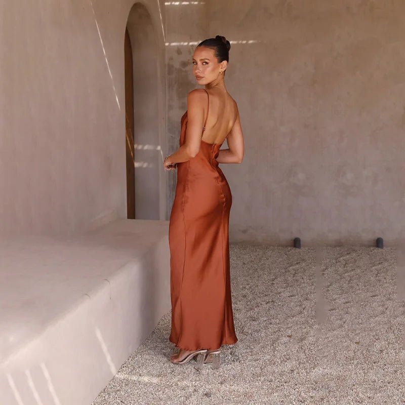 Women's Cowl-Neck Open-Back Bodycon Maxi Dress