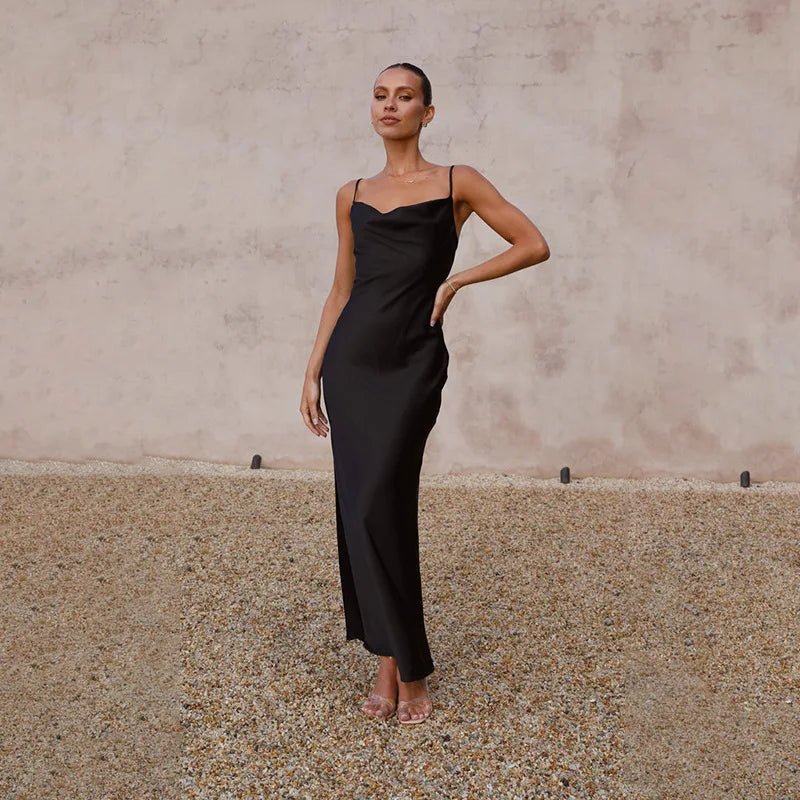 Women's Cowl-Neck Open-Back Bodycon Maxi Dress
