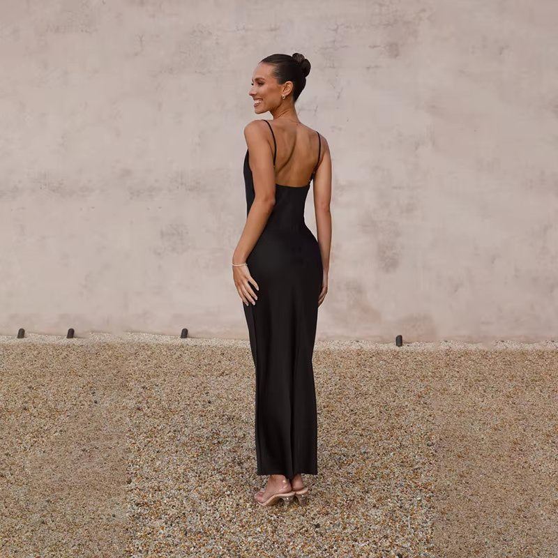 Women's Cowl-Neck Open-Back Bodycon Maxi Dress