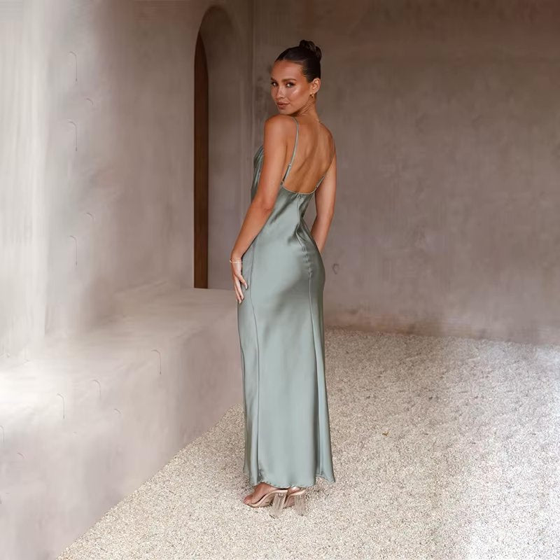 Women's Cowl-Neck Open-Back Bodycon Maxi Dress