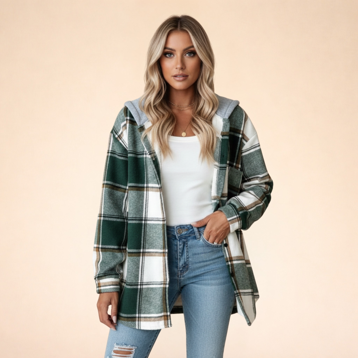 Women's Cozy Checkered Everyday Jacket