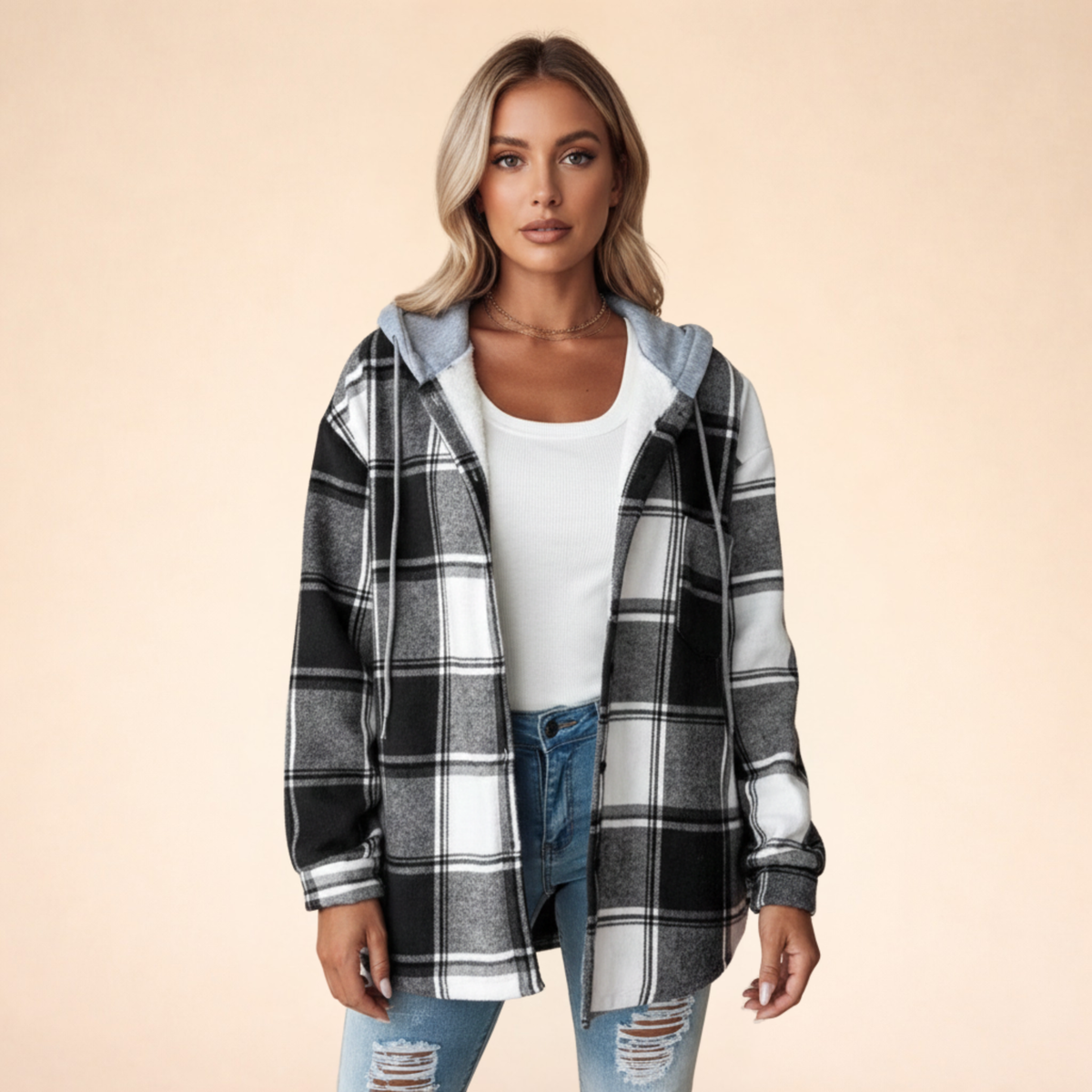 Women's Cozy Checkered Everyday Jacket