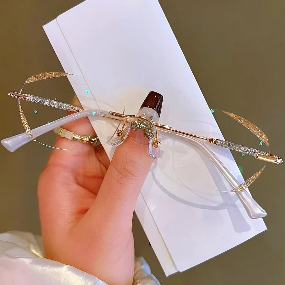 Women’s Diamond Rimless Blue Light Blocking Reading Glasses