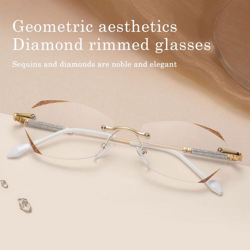 Women’s Diamond Rimless Blue Light Blocking Reading Glasses