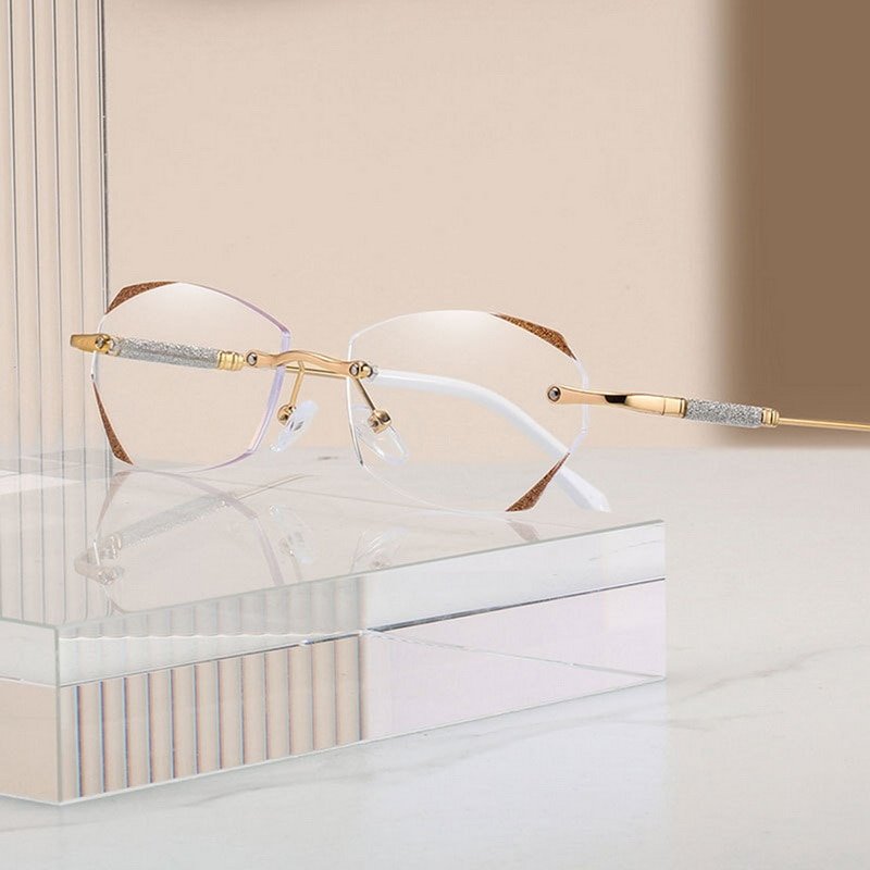 Women’s Diamond Rimless Blue Light Blocking Reading Glasses