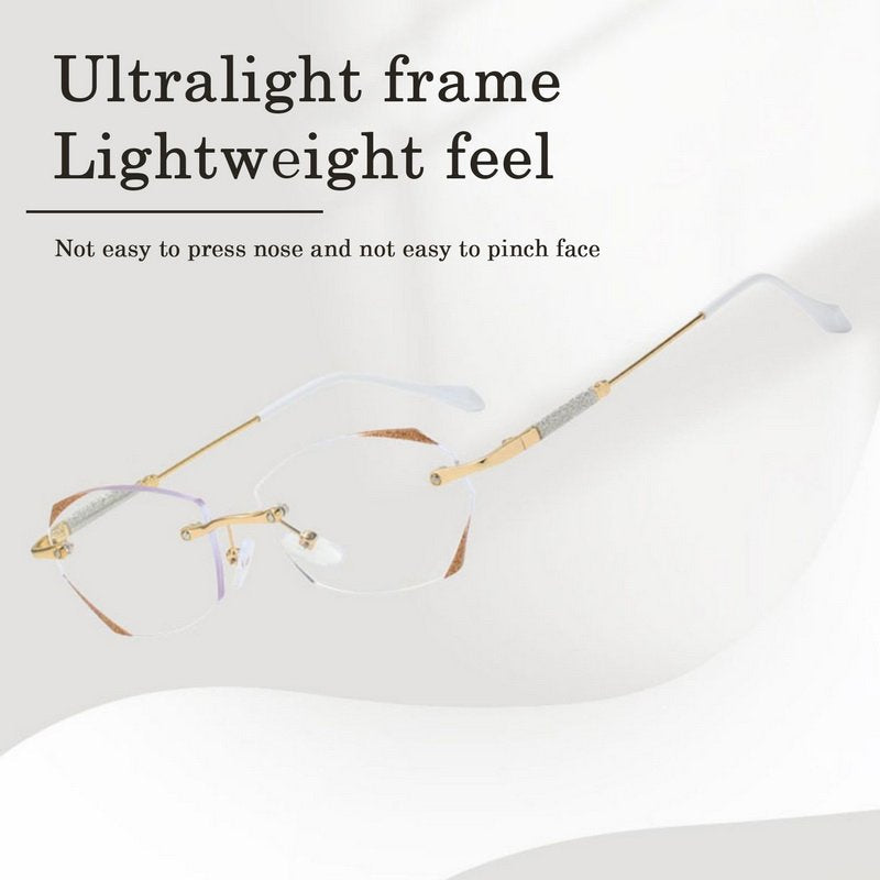 Women’s Diamond Rimless Blue Light Blocking Reading Glasses