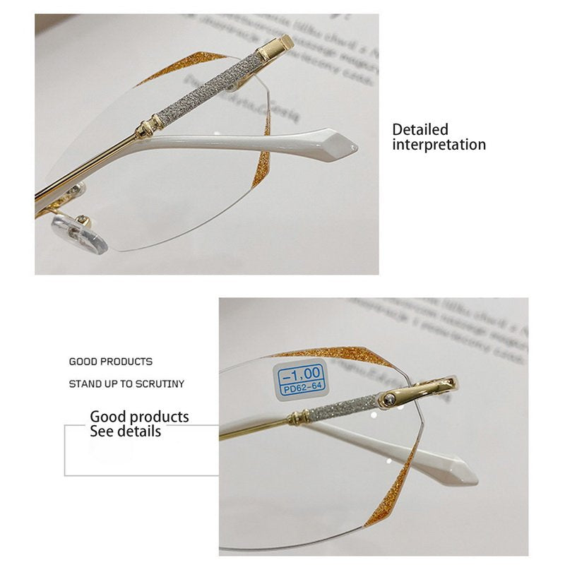 Women’s Diamond Rimless Blue Light Blocking Reading Glasses