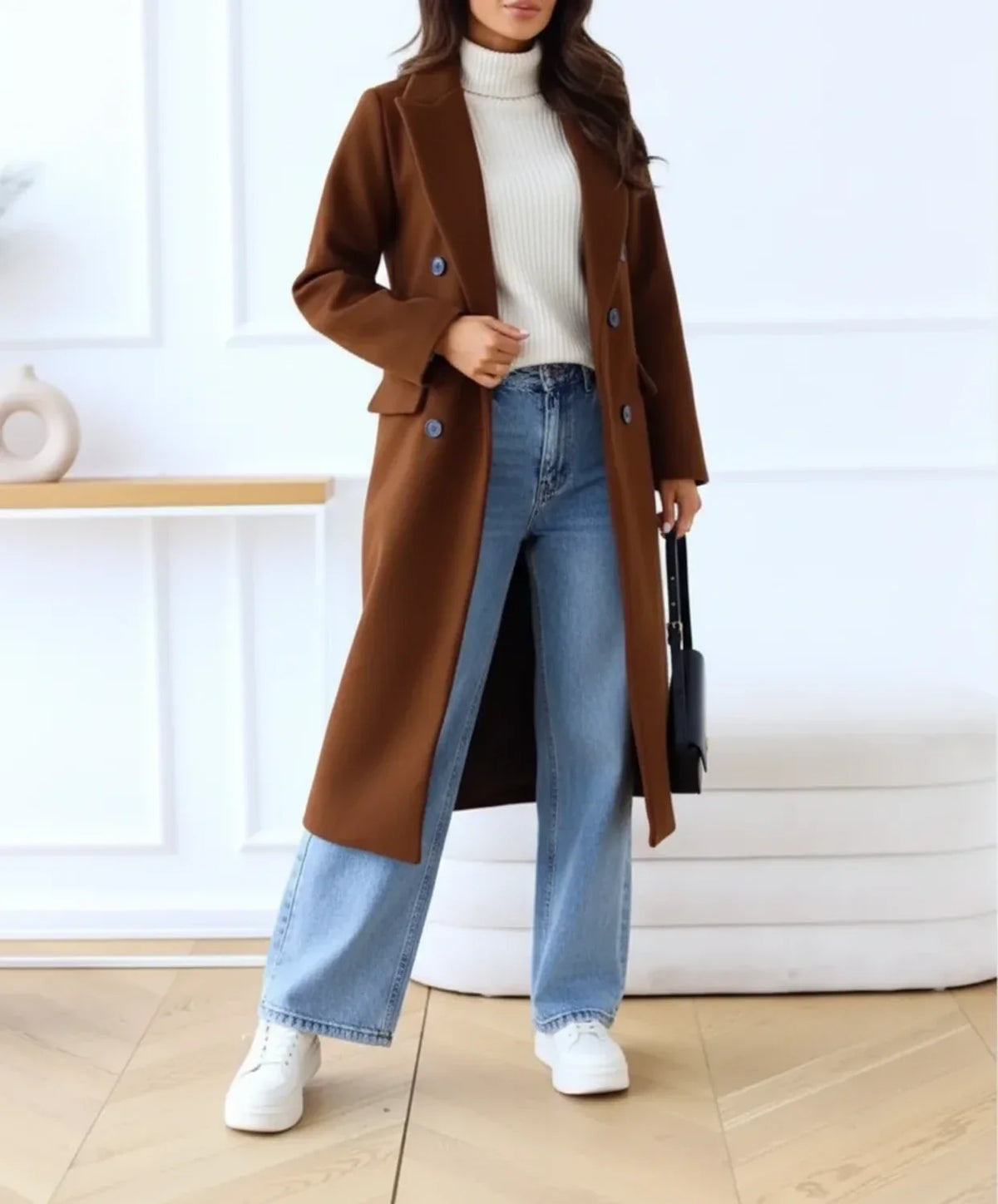 Women's Double-Breasted Long Coat