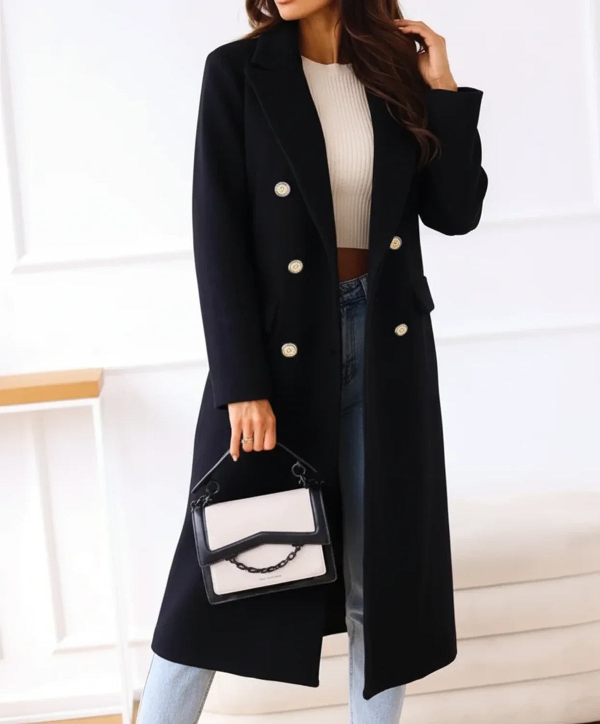 Women's Double-Breasted Long Coat