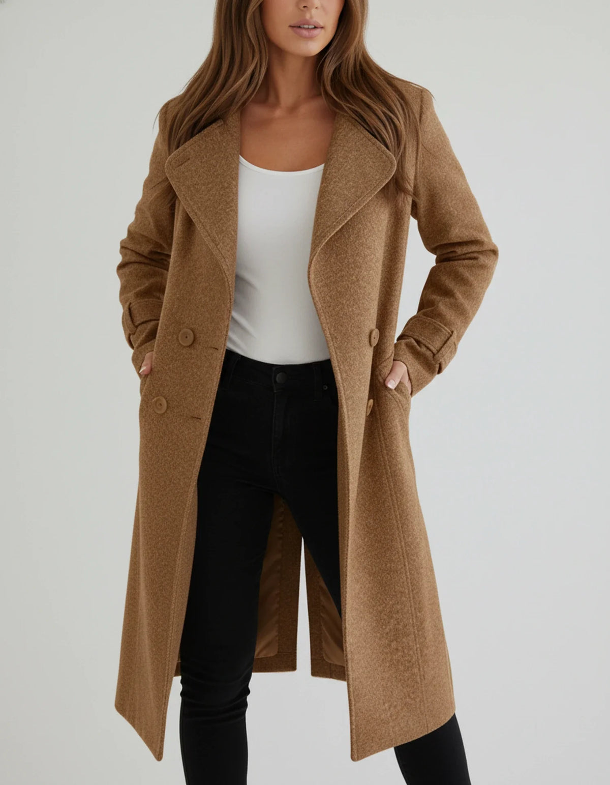 Women's Double-Breasted Long Coat