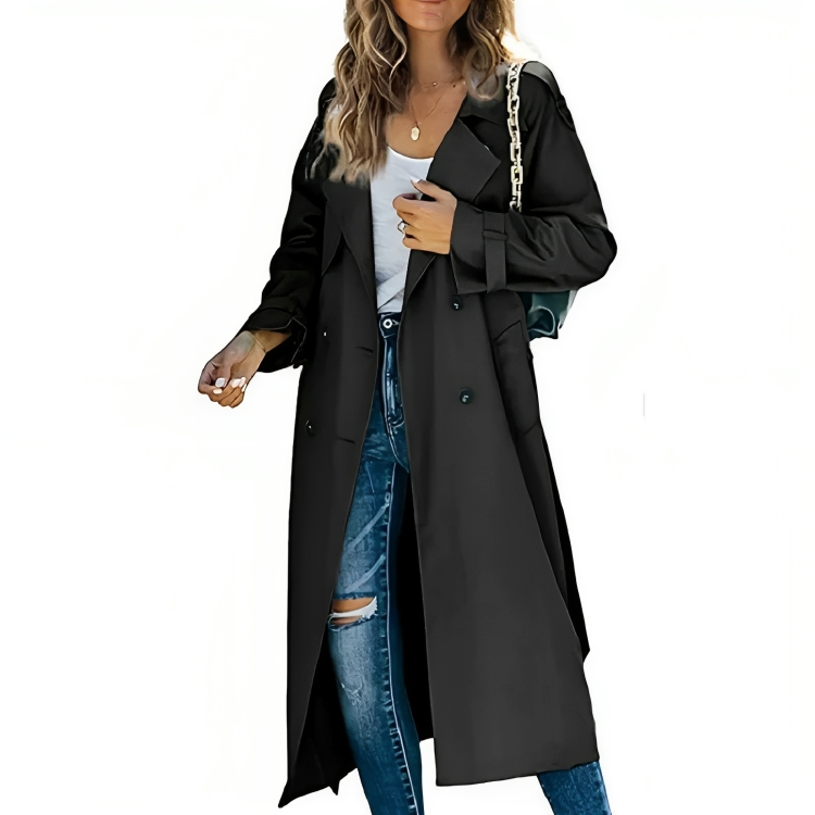 Women's Elegant Belted Lapel Trench Coat