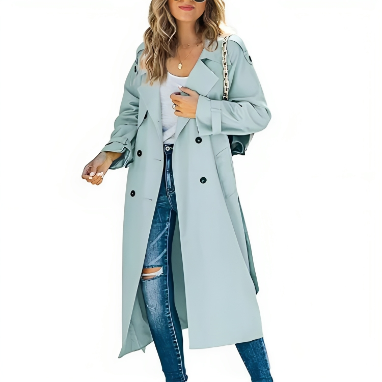 Women's Elegant Belted Lapel Trench Coat