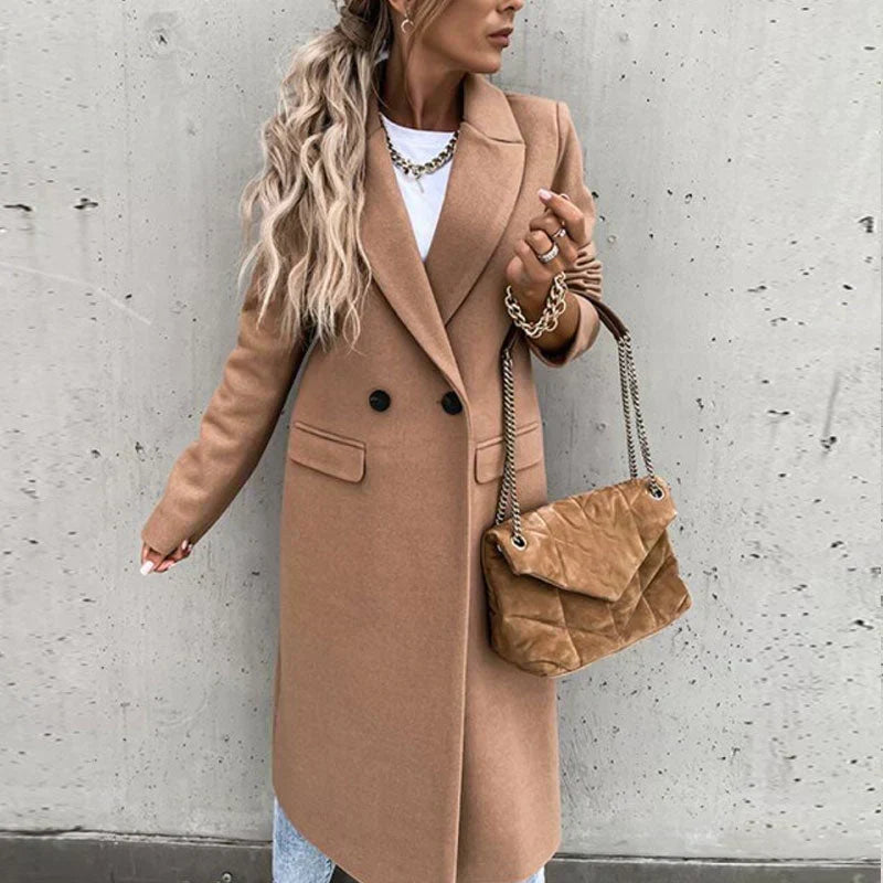 Women's Elegant Long Button-Front Coat