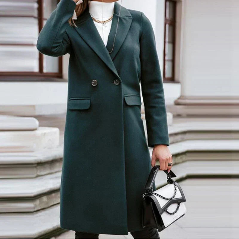 Women's Elegant Long Button-Front Coat