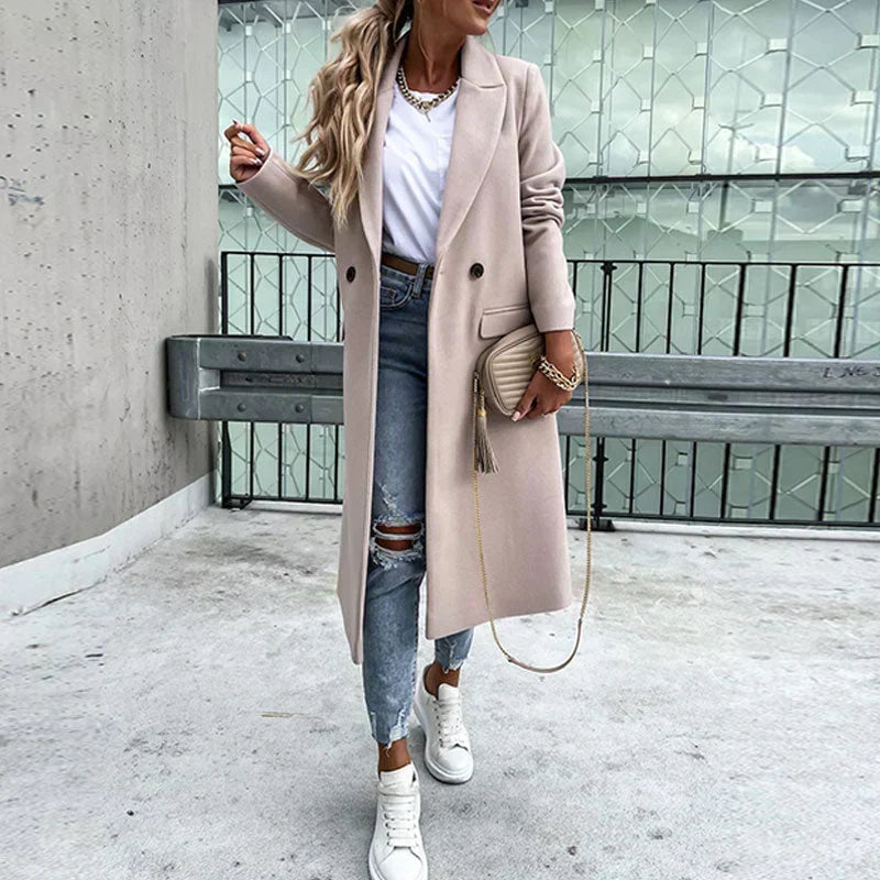 Women's Elegant Long Button-Front Coat