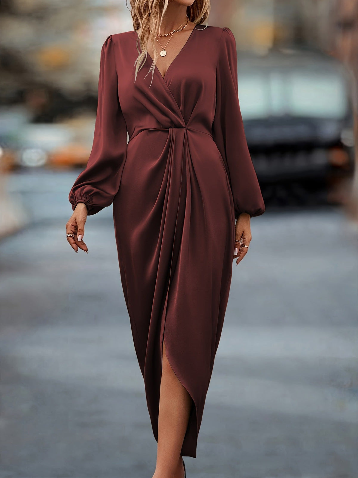 Women's Elegant Midi Wrap Dress