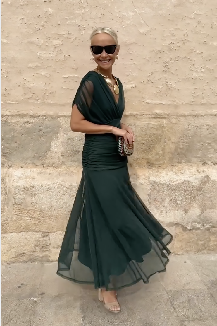 Women's Elegant V-Neck Party Maxi Dress