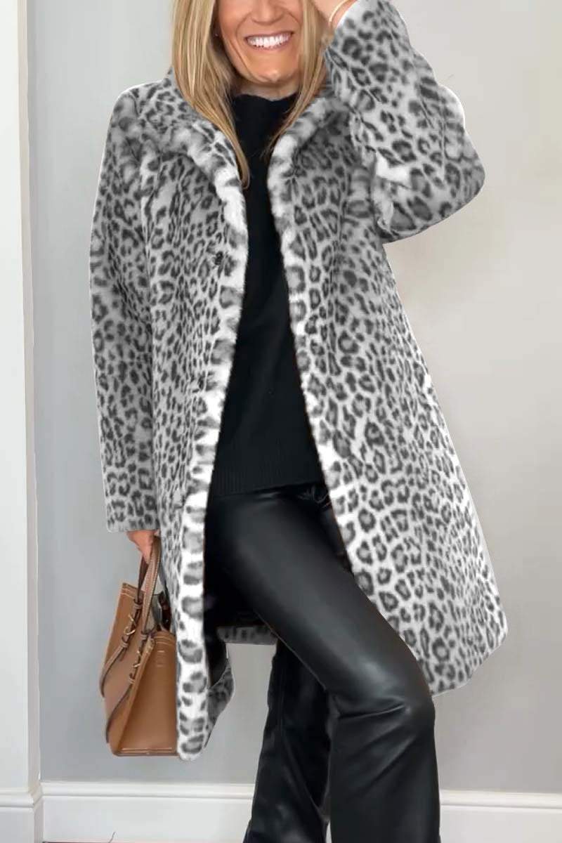 Women's Fitted Leopard Print Coat