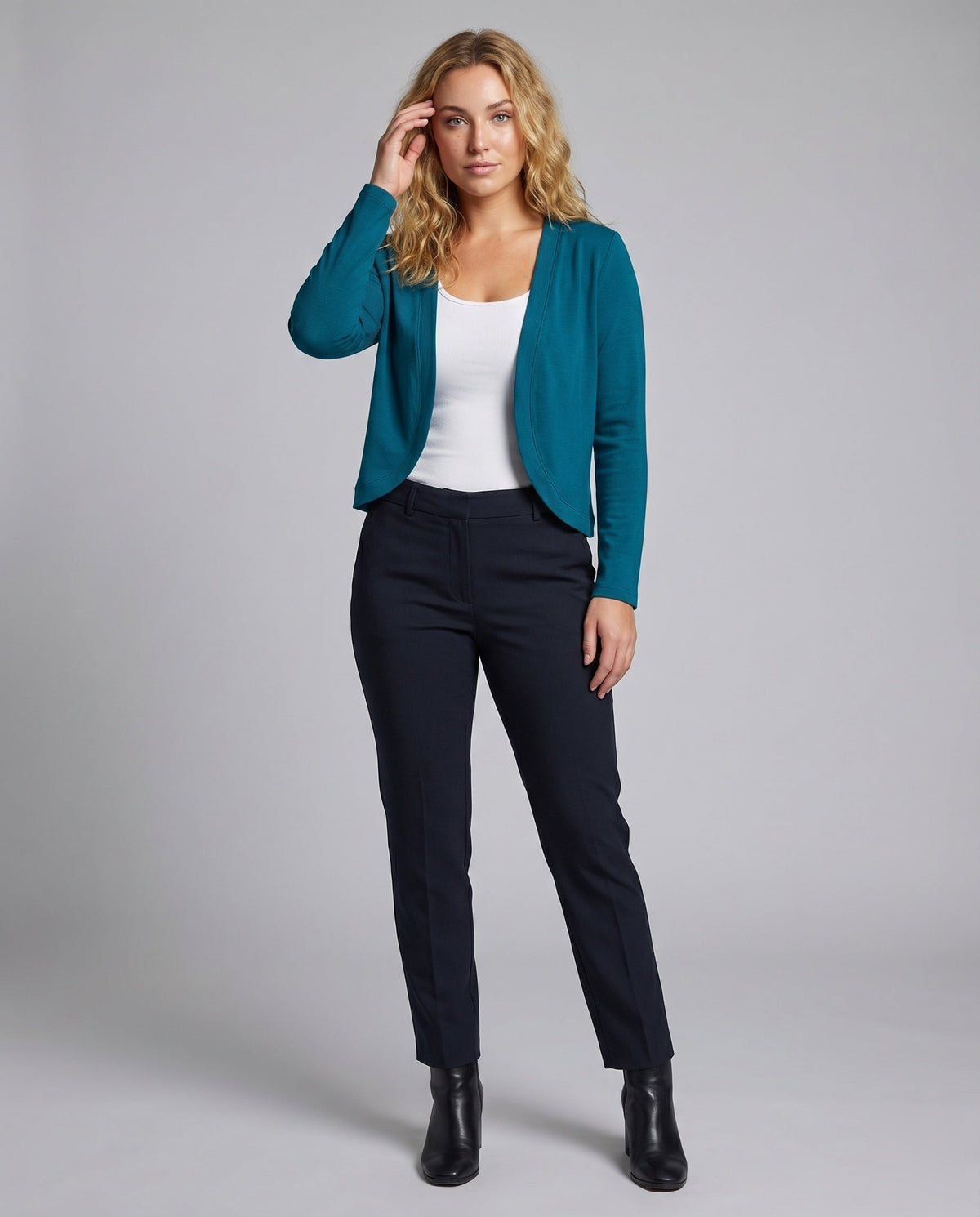 Women's Fitted Open-Front Bolero Blazer with Shawl Collar