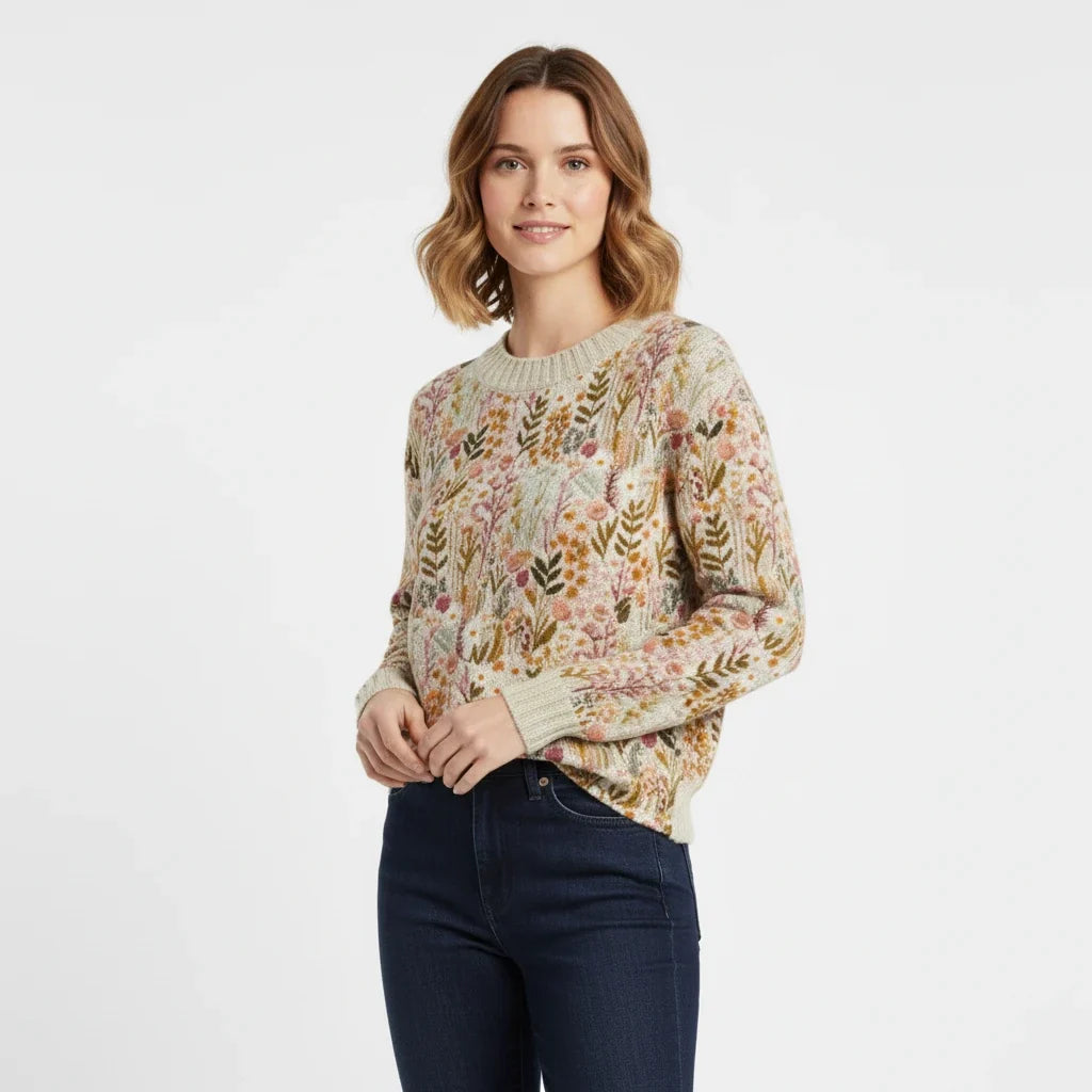 Women's Floral Crew Neck Sweater