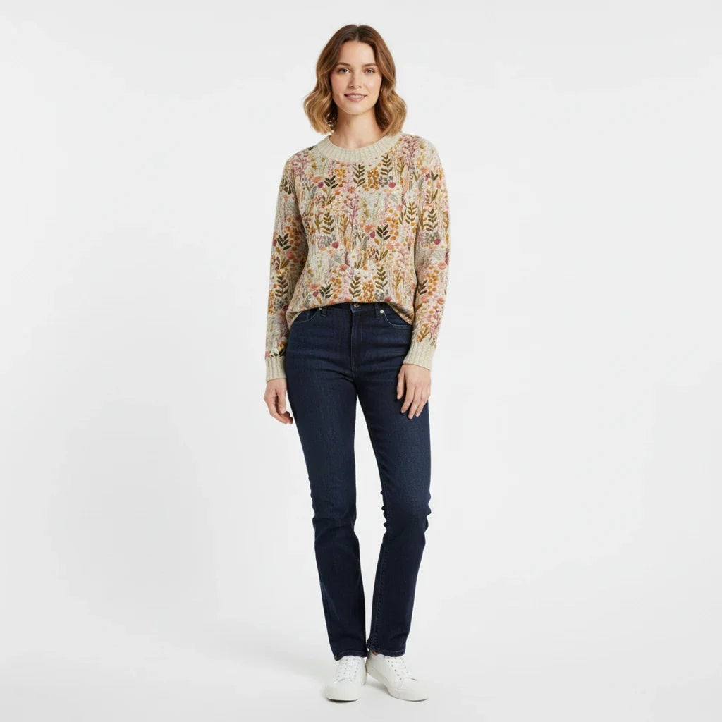 Women's Floral Crew Neck Sweater