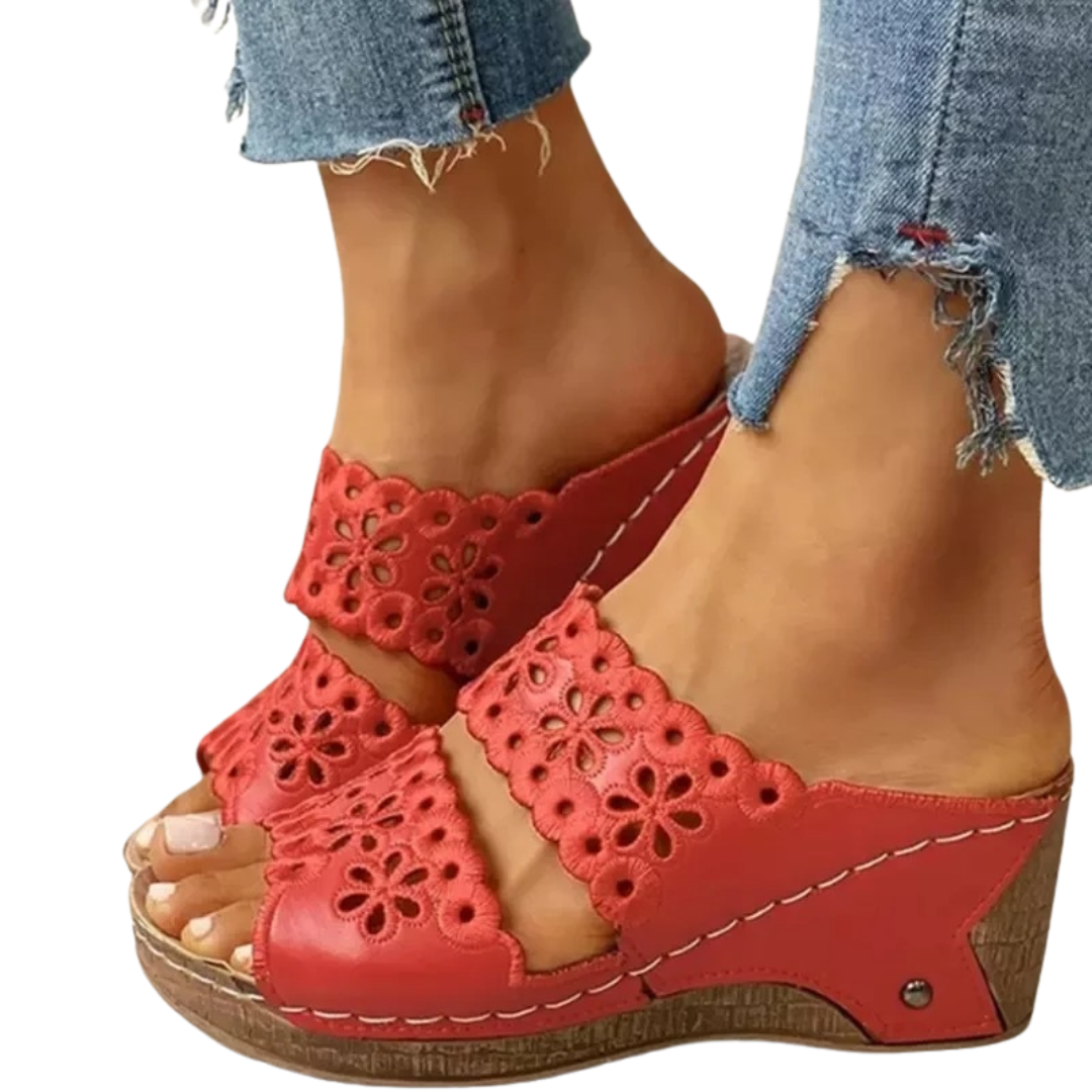 Women's Floral Cutout Wedge Sandals