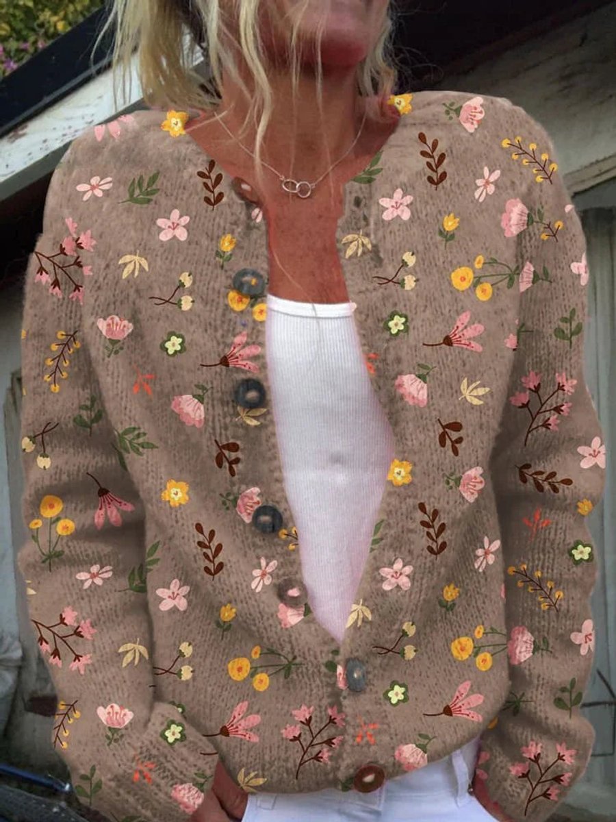 Women's Floral Embroidered Button-Front Cardigan