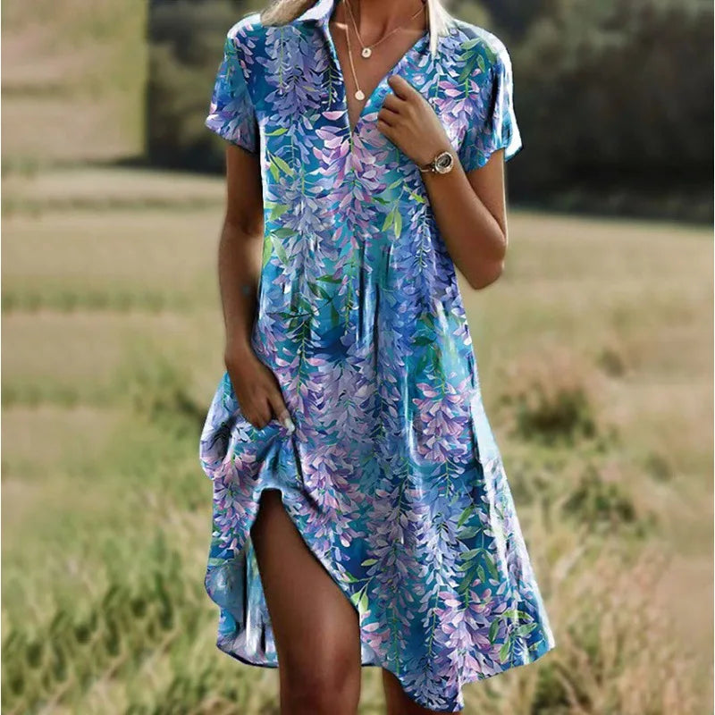 Women's Floral Mini Shirt Dress