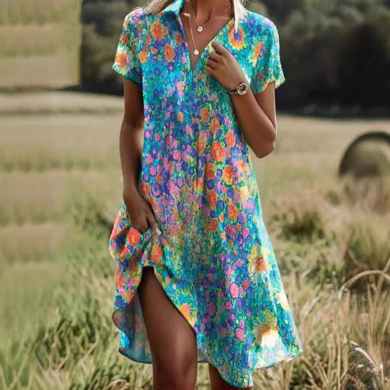 Women's Floral Mini Shirt Dress