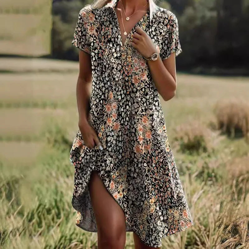 Women's Floral Mini Shirt Dress