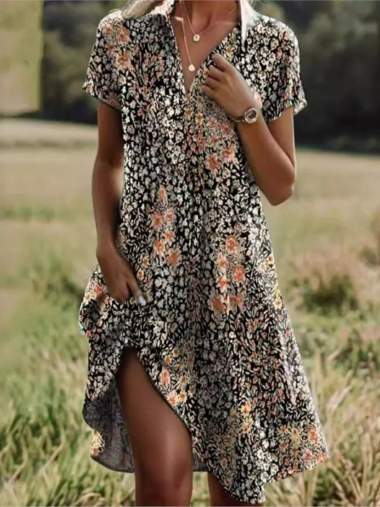 Women's Floral Mini Shirt Dress