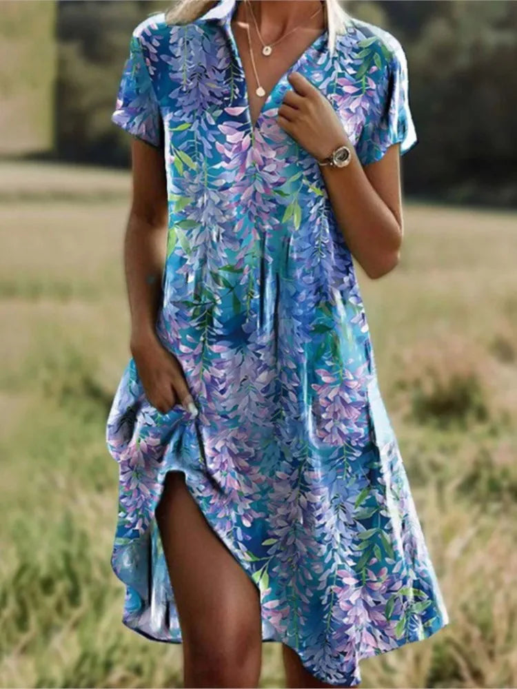 Women's Floral Mini Shirt Dress