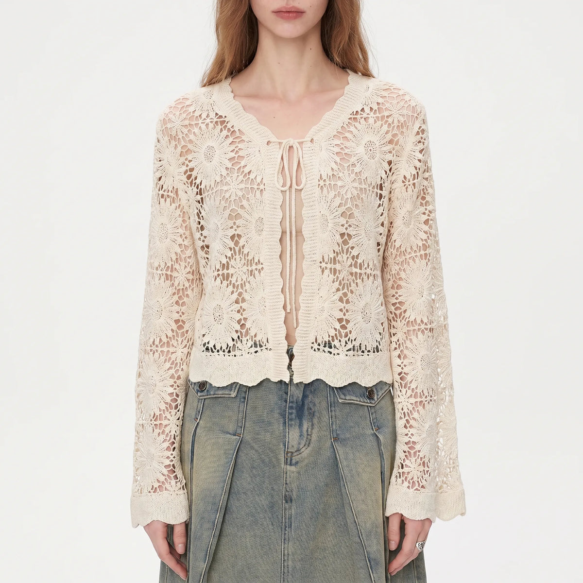 Women's Floral Openwork Cardigan