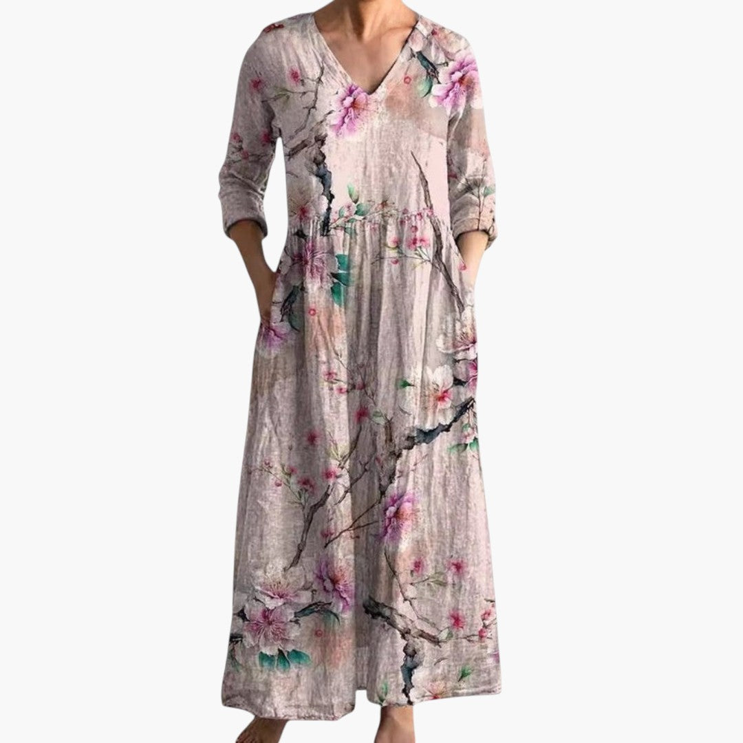 Women's Floral V-Neck Maxi Dress