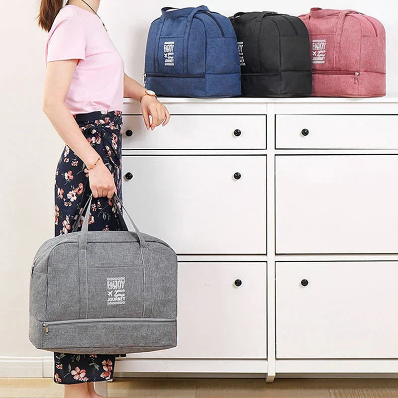 Women's Foldable Travel Bag - Large Weekend Bag - Carry-On Luggage for Travel, Daily Use and Sports