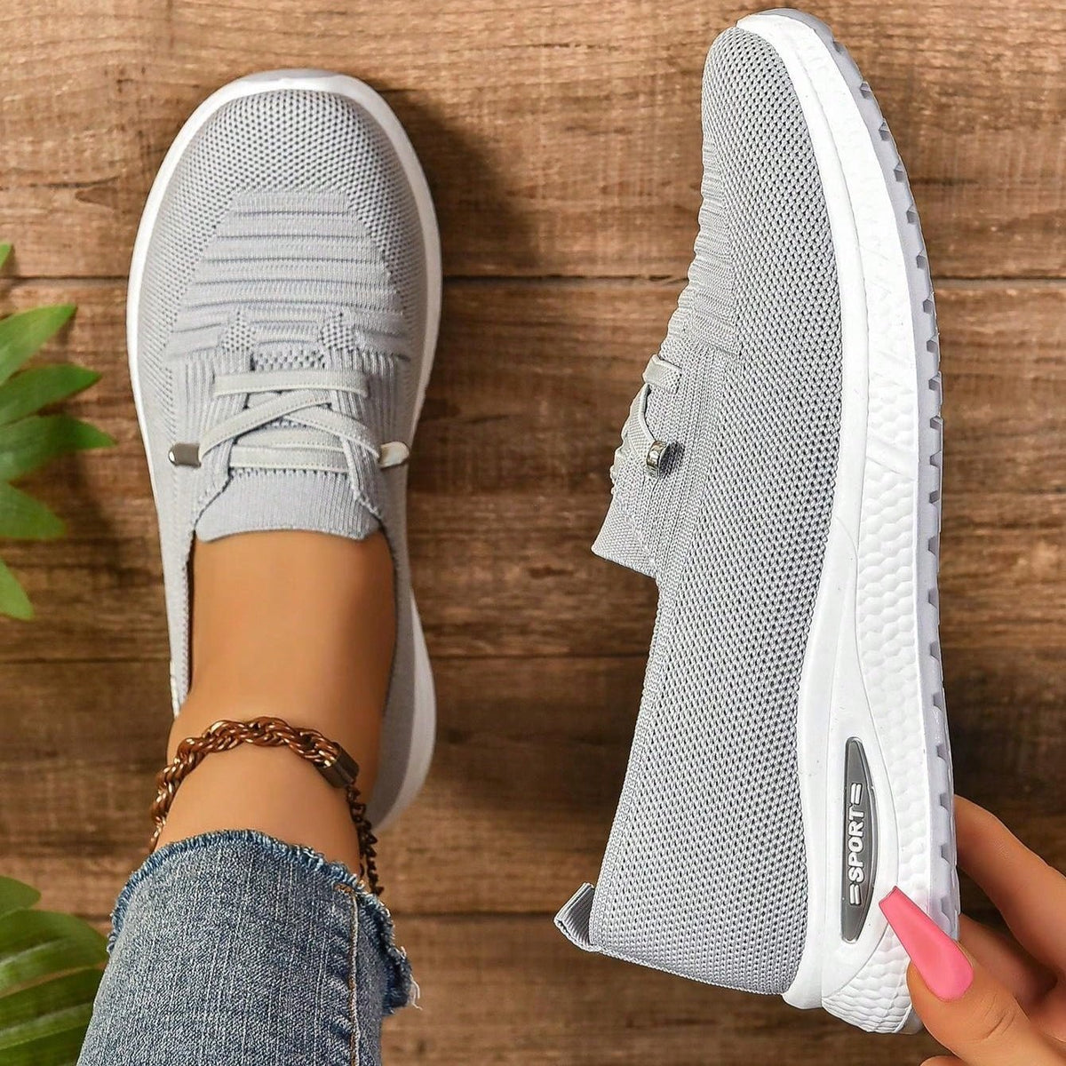 Women's Gray Orthopedic Comfort Sneakers