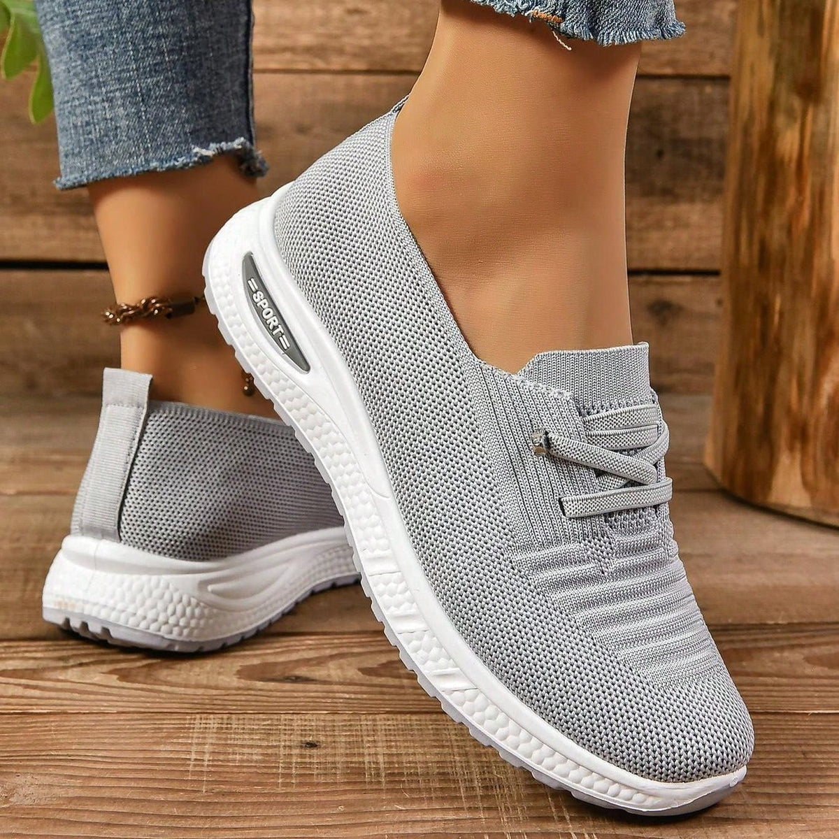 Women's Gray Orthopedic Comfort Sneakers