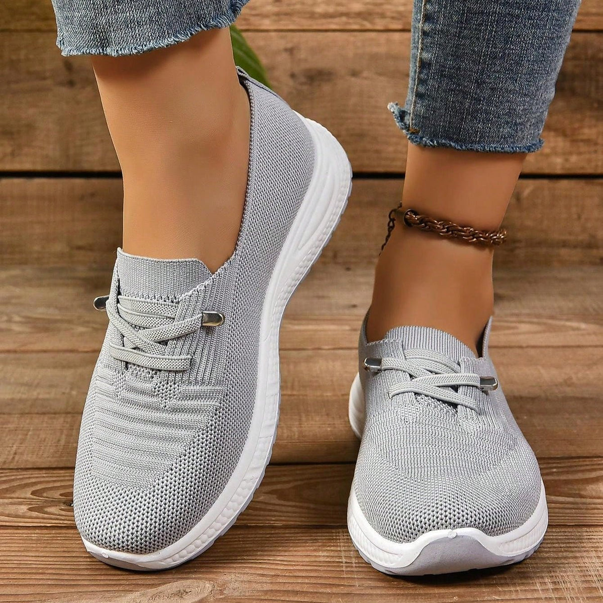Women's Gray Orthopedic Comfort Sneakers