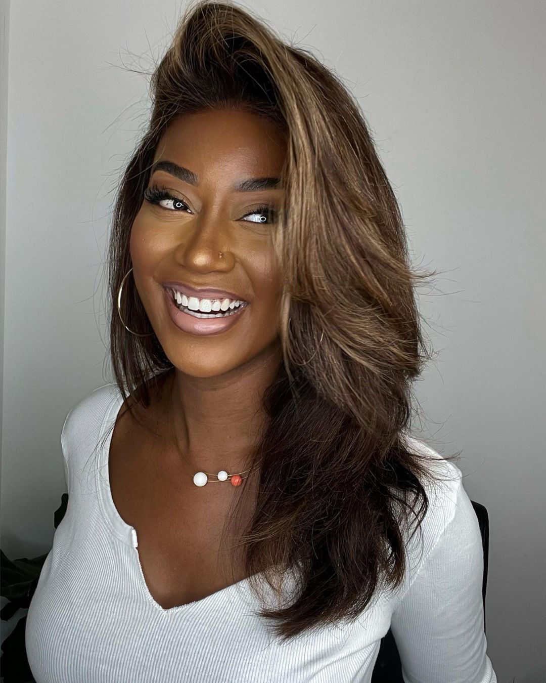 Women's Highlighted Wavy Human Hair Lace Front Wig