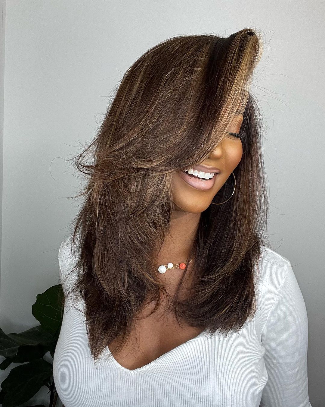 Women's Highlighted Wavy Human Hair Lace Front Wig
