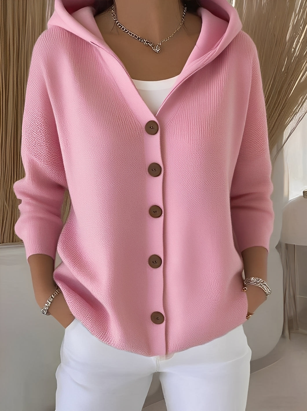 Women's Hooded Button-Down Cardigan for a Comfortable Casual Look