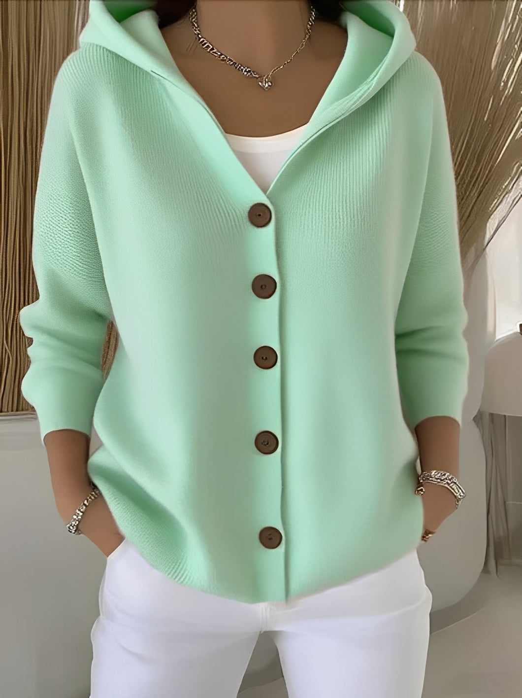 Women's Hooded Button-Down Cardigan for a Comfortable Casual Look